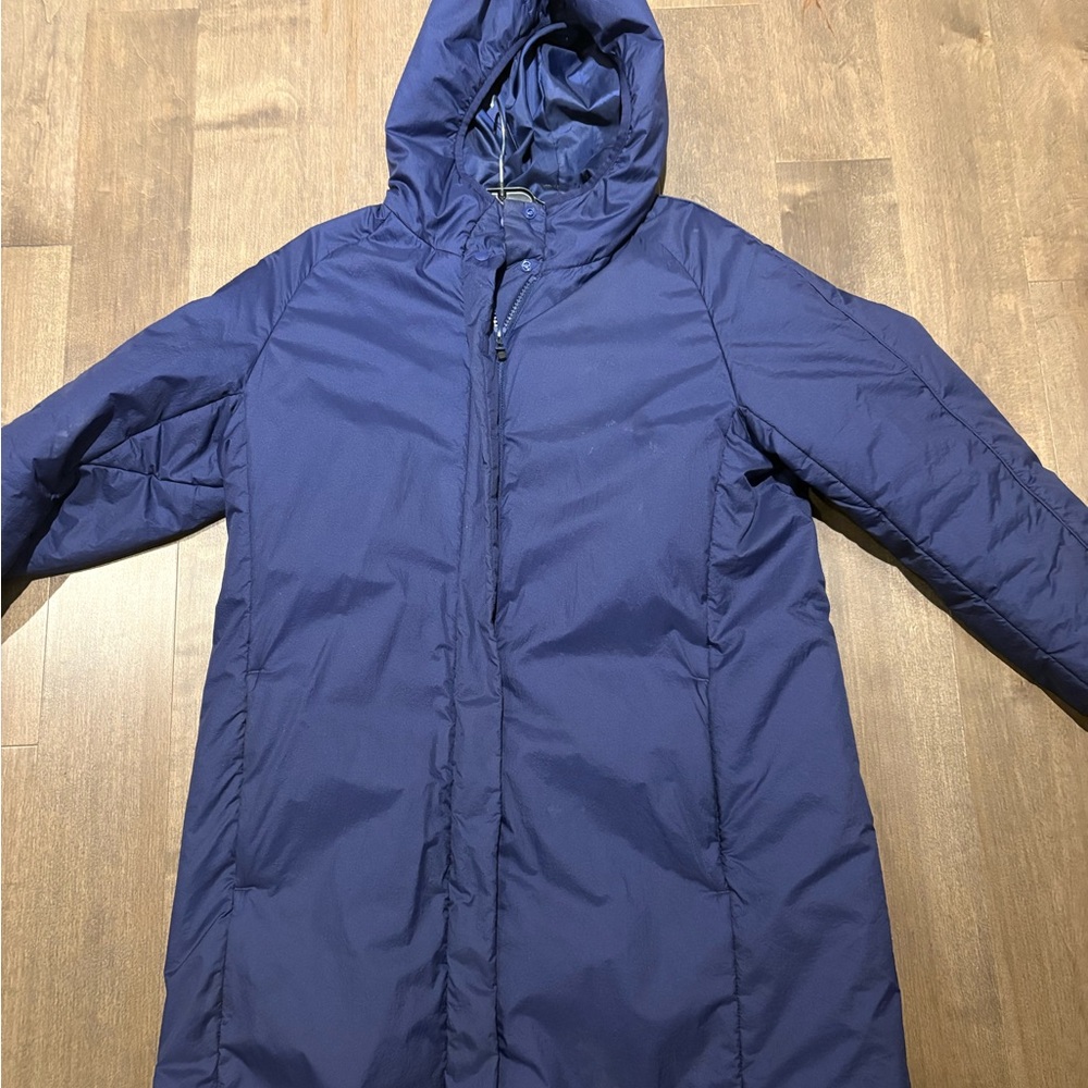 Uniqlo Blue Hooded Light Puffer Coat Size Small